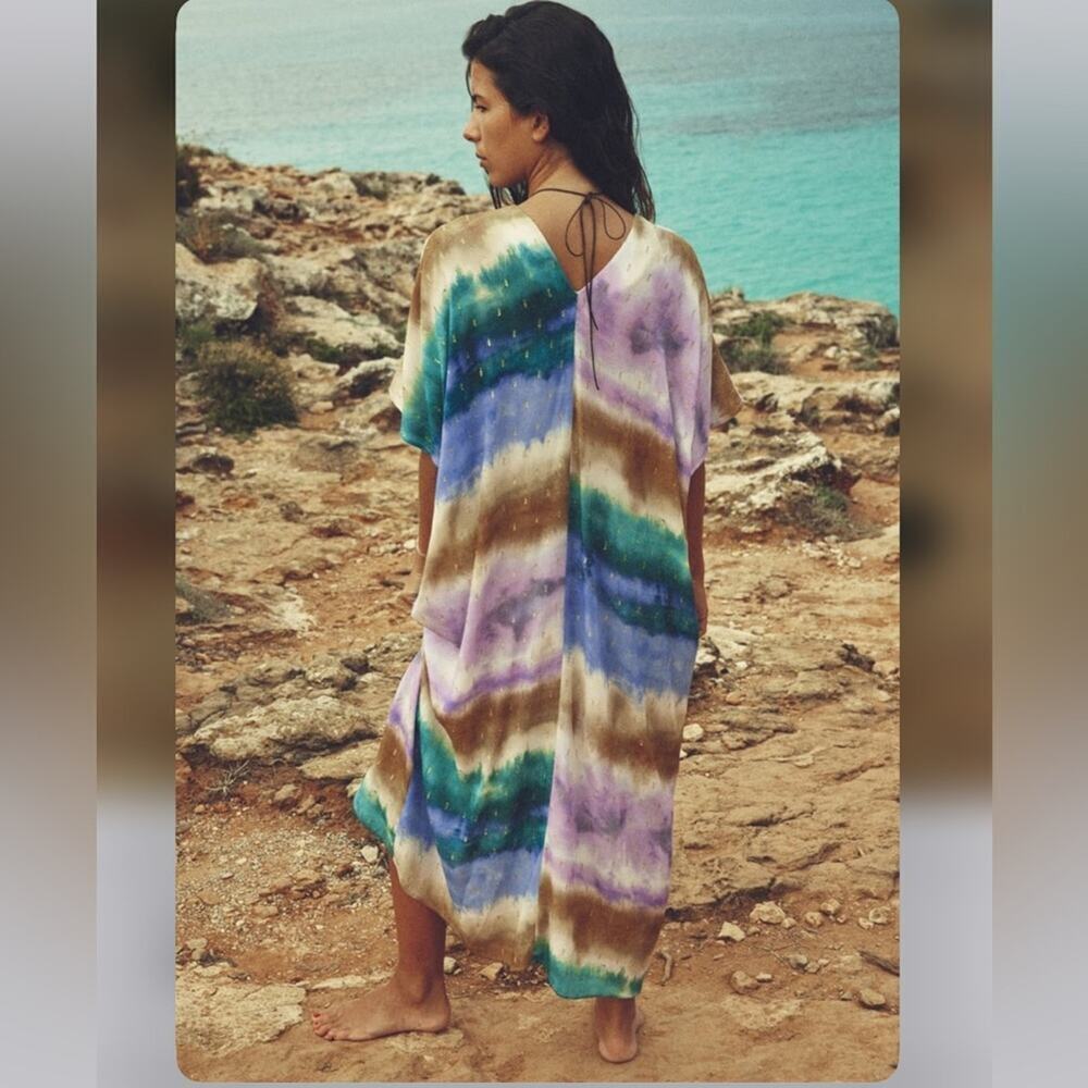 Zara Multi Colored TIE DYE TUNIC DRESS Size XL - XXL - Picture 7 of 14